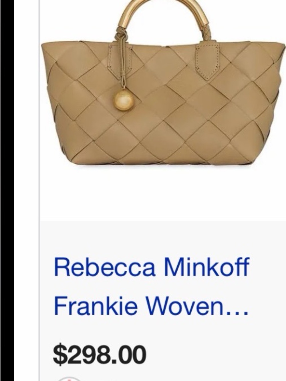Rebecca Minkoff Woven Tote in Camel Tan with Gold Accent